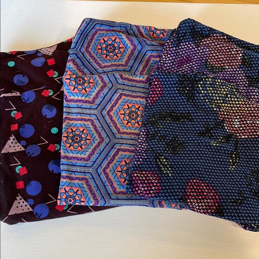Set of 3 LuLaRoe Women TC Colorful Patterned Leggings Bundle